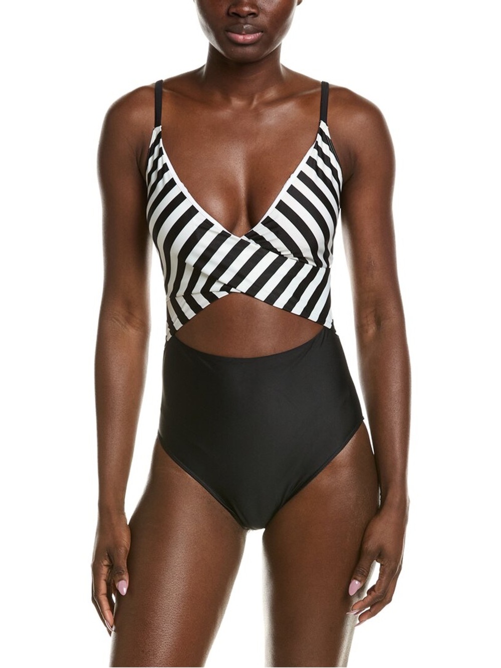 NWT Summersalt Black/White Stripe The Sea Breeze Cutout One-Piece- Women's 22